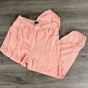 J Crew 100% Linen Pants Salmon Pink Size Large